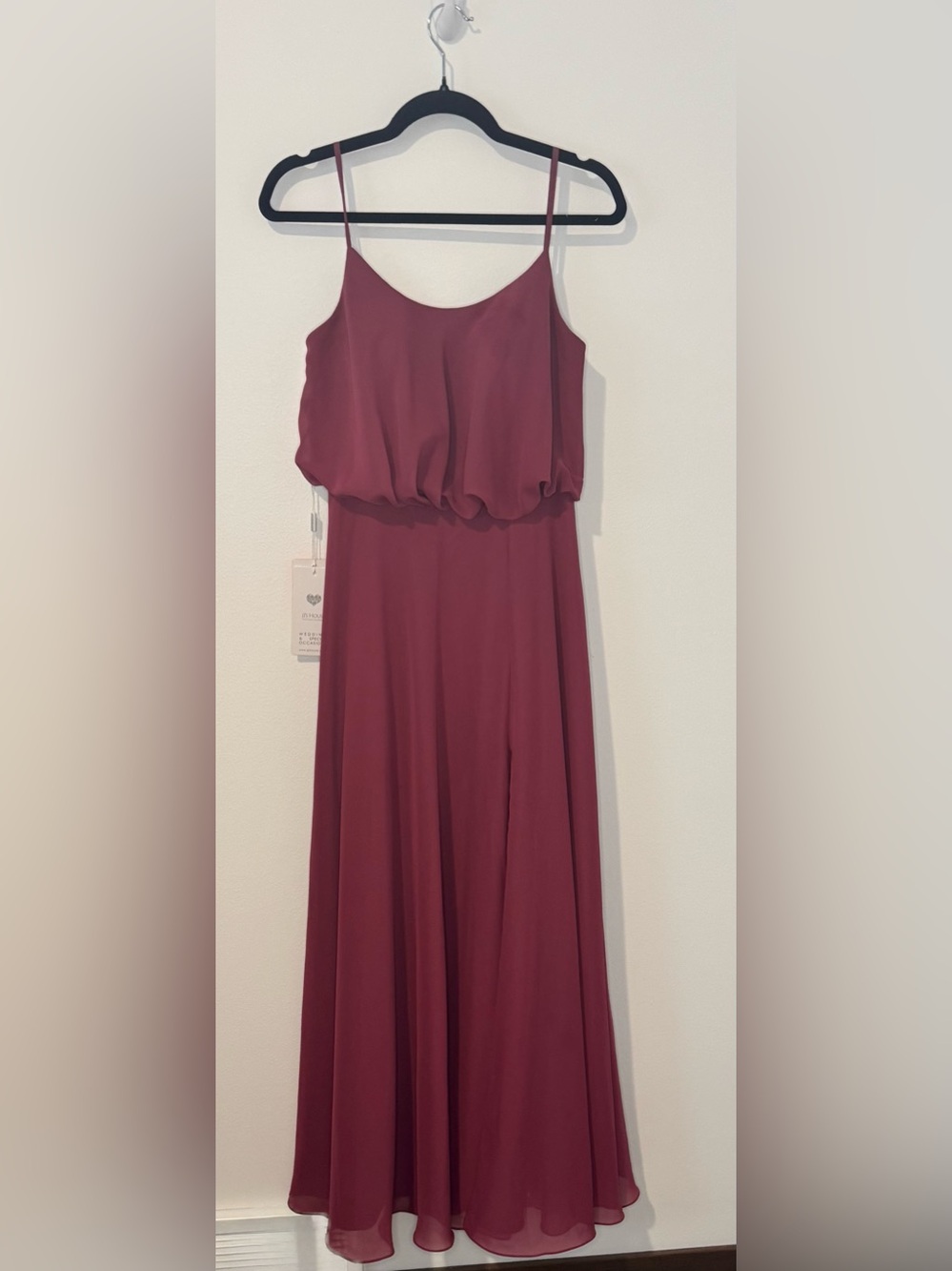 JJ’s House Mulberry Chiffon Bridesmaid Dress NWT Sz 4 US Spaghetti Strap Formal